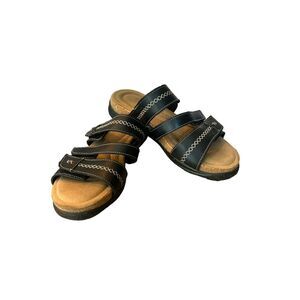Clarks Collection Women's Brown Leather Roseville Bay Flat Sandals‎ - 8